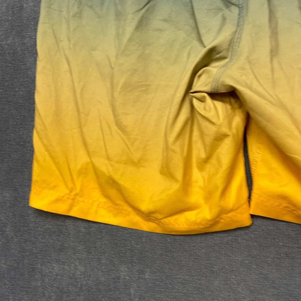 Corona Board Shorts Mens Large Blue Yellow Ombre Fade Mesh Lined Mid Rise Beach